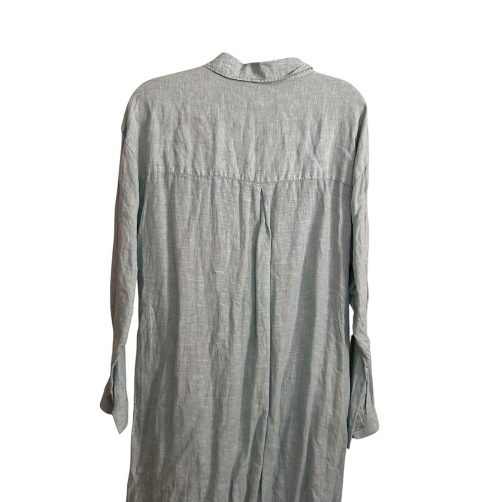JNY JONES NY 100% Linen Light Blue T-Shirt Dress Tunic Top With Pockets- L - Picture 8 of 8